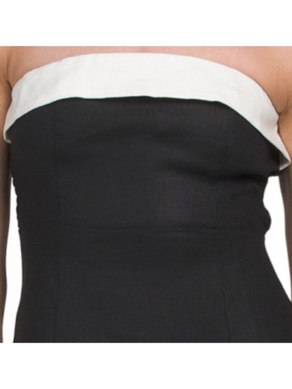 JL LUXE LABEL Linen Blend Strapless Color Block Mini Dress - Picture 3 of 6
